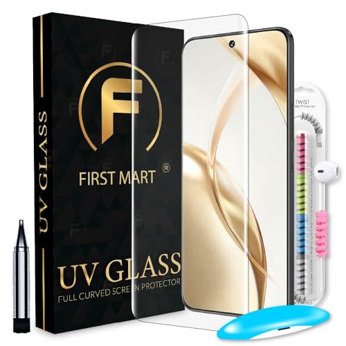 Image of FIRST MART Military-Grade UV Tempered Glass for Honor 200 5G with Edge to Edge Full Screen Coverage, Cable Protector and Easy Installation kit