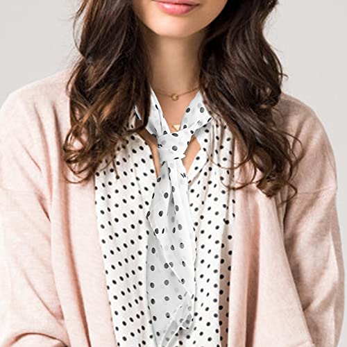 2 Pcs 1950S Chiffon Scarf Dot Retro Scarf Square Vintage Neckerchief, Black,White, Large #TOP4