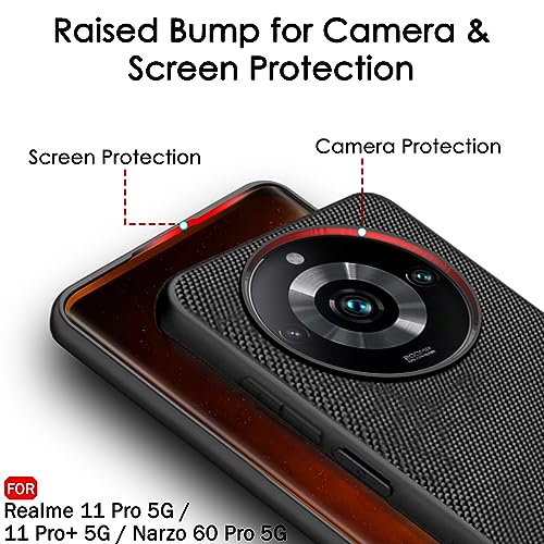 Image of TheGiftKart Back Cover Case for Realme 11 Pro / 11 Pro Plus /Narzo 60 Pro 5G | Slim & Lightweight | Ultra-Premium Design | Camera Protection Bump | Fabric Texture Case Cover (PC & TPU, Black)