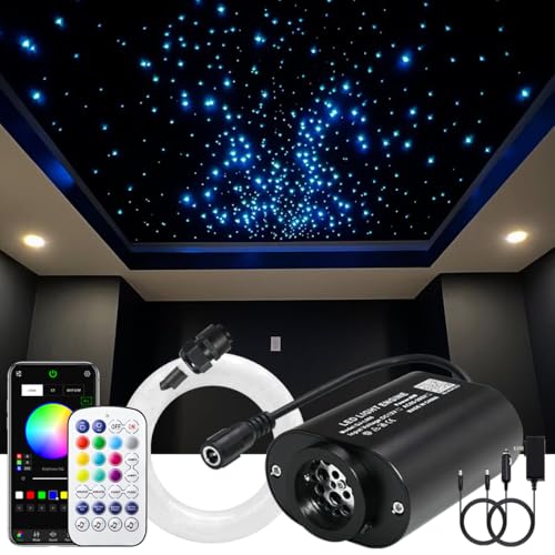 Image of AKEPO 6W Extremely Mini Twinkle Fiber Optic Starlights Headliner Lights Kit | 600pcs 9.8ft /3m Optical End Glow Strands Music Activated APP&Remote Control Star Light Kit for Car /Home
