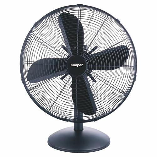 Kooper Ventilatore da tavolo, 4 pale, in acciaio, 3 velocità con oscillazione, 35 W, nero