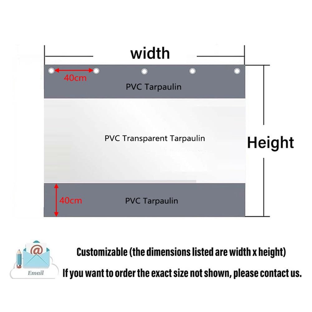 Generisch Wash Bay Gardinen, transparente, wasserdichte Outdoor-Vinyl-Gardine mit UV-Schutz, rostfreien Ösen, ideal für den Innen- und Außenbereich, 1,8 x 2 m (5,9 x 6,5 Fuß) Planenpaneel