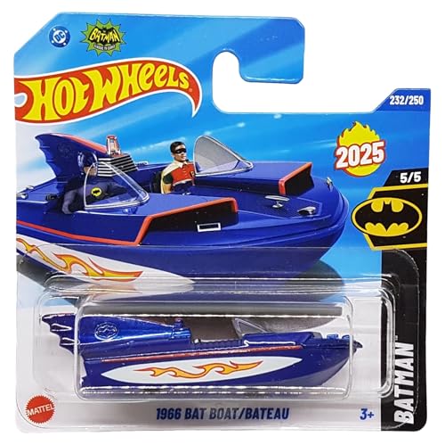 Hot Wheels 1966 Bat Boat HYW57 Batman 5/5 Short Card Blue DC Classic TV Series Warner Bros Licencia Mattel 2025 1:64