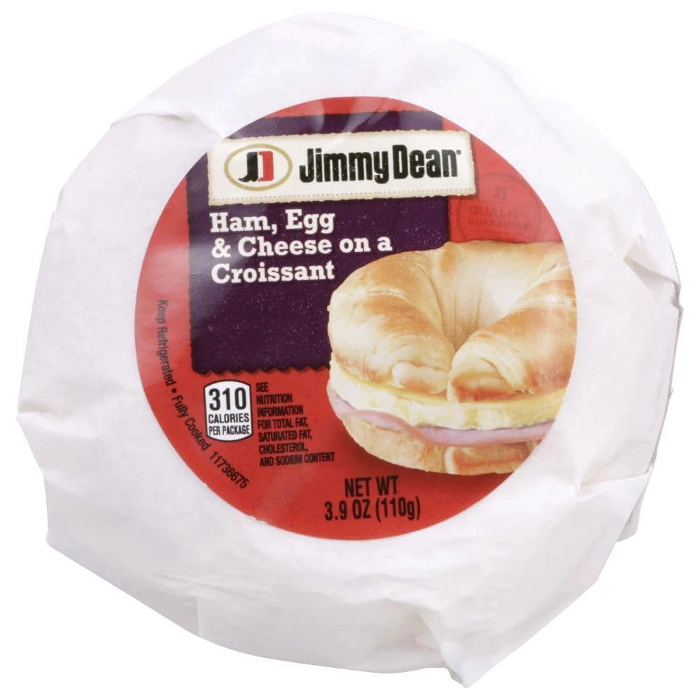 Ham Egg and Cheese Croissant Breakfast Sandwich by Jimmy Dean – 3.9 Ounce (Pack of 12), Pack of 12