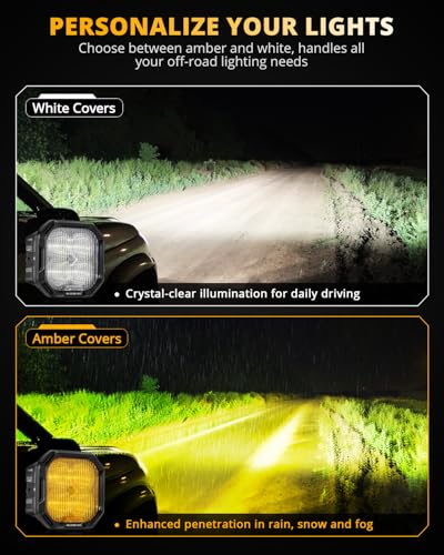 Image of Auxbeam Color Play Series SAE Fog Lights, 3 Inch LED Fog Lights with White DRL & Turn Signal for Ford Honda Nissan Subaru Acura Lexus Toyota, No Brackets Included, Pair