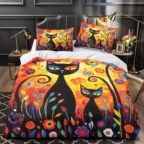 Housse de couette microfibre chaton mignon parure de lit enfant 3D - 2