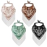Percozzi 4PCS Cowboy Rhinestone Fringe Bandana Disco Cowgirl Silky Satin Scarves for Women Men Let's Go Girls Bachelorette Party Favors Wedding Bride Accessories Bridesmaid Proposal Gift