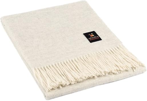 Arequipa Pride - Alpaca Wool Throw Blanket Woven Soft Warm Solid Color Design Peru 64" x 53" Silver Gray