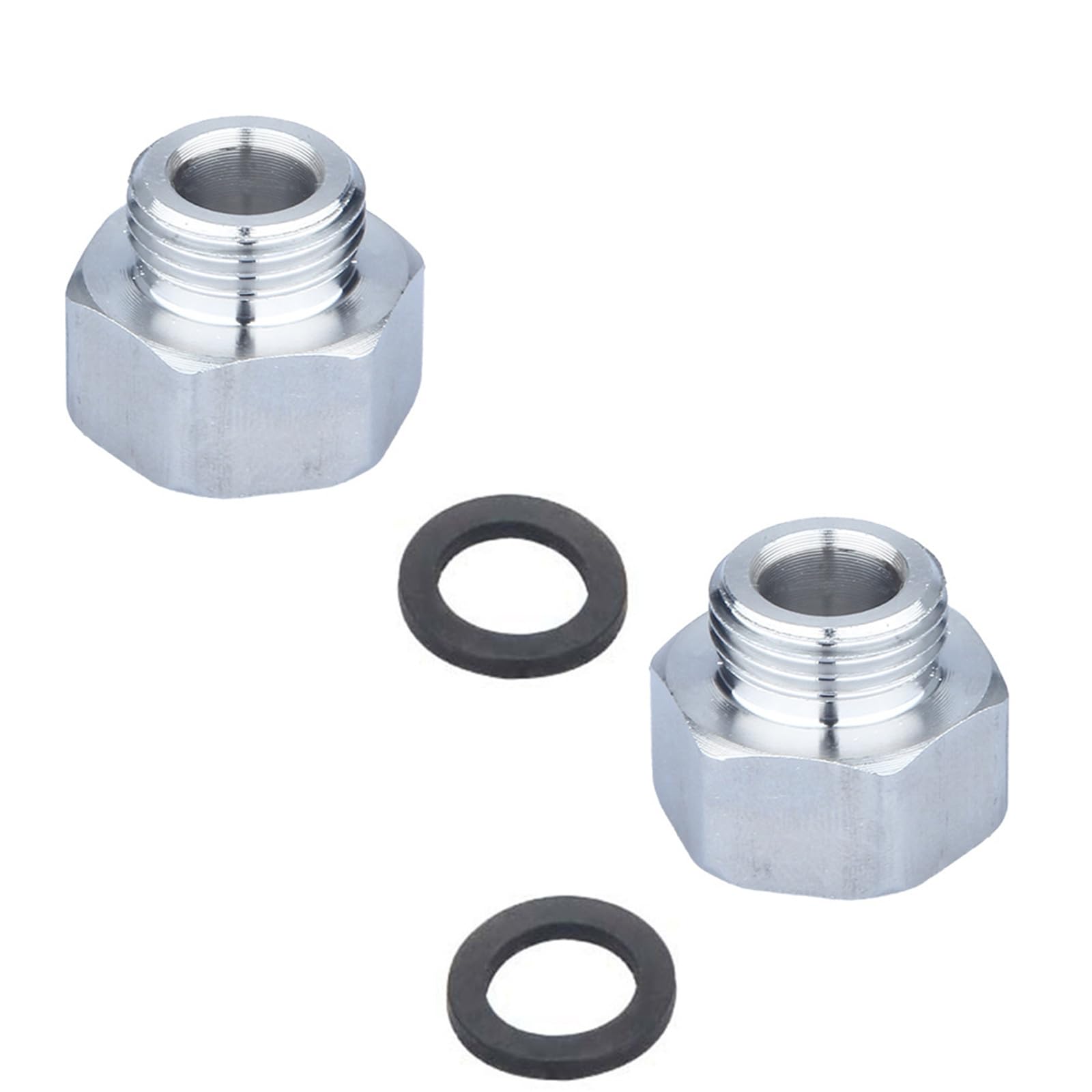 2PC Corrosion Resistant Thread Reducer G1/2" to 3/8" Kitchen Faucet Waterline Adapter with Washer for Camper, Washer, Bathroom Faucet