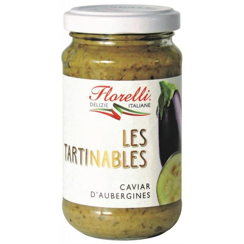 FLORELLI Caviar D'Aubergines - Saveurs de la Méditerranée en pot de 190g pour épater vos convives ! - Lot De 4 - Vendu Par Lot