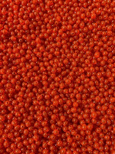 Round Plastic Fishing Beads 4mm, 6mm, 8mm Beads for Fishing Baits & Lures 100-1000 Pack Both Freshwater & Saltwater Hard Plastic Beads for Fishing Spinner Rigs Made in USA (Red 100 Pack, 4mm)