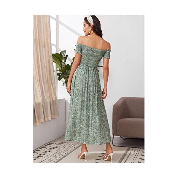 Floerns-Womens-Boho-Floral-Print-Off-Shoulder-Split-Long-A-Line-Dress Floerns Women's Boho Floral Print Off Shoulder Split Long A Line Dress A Green S