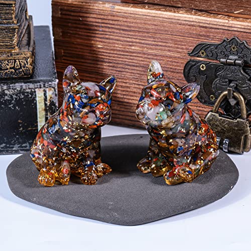 mookaitedecor 3 Inch Mixed Crystals French Bulldog Dog Statue Ornament, Semi Precious Stone Lover Gift - Image 3