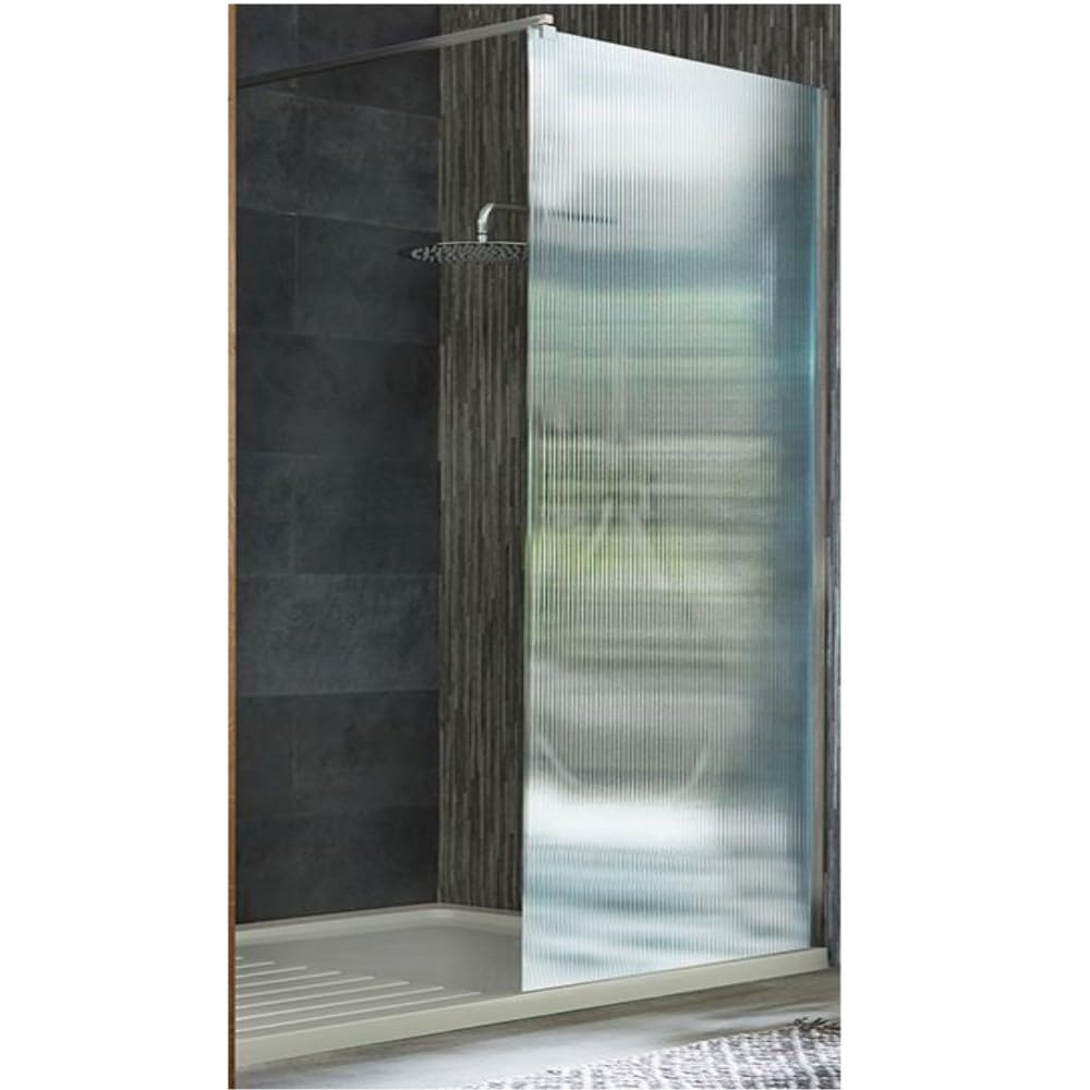 Milano Florence Chrome Fluted Glass Shower Enclosure Drying Tray - 1400mm x 900mm