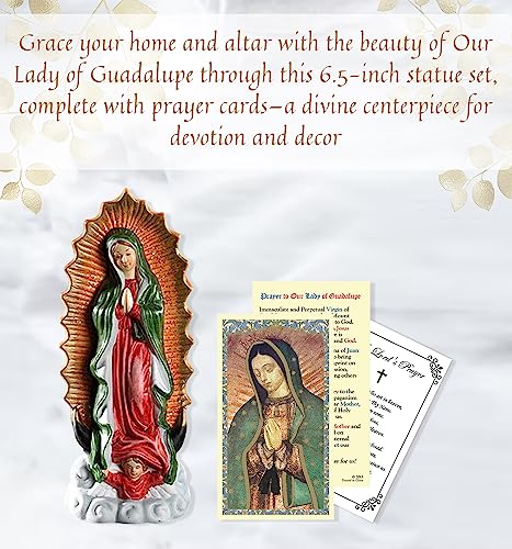 Estatua La Virgen de Guadalupe 6.5 pulgadas Set de 3 miniatura 2