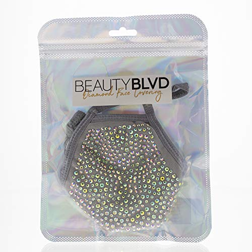 BEAUTYBLVD Diamond Face Covering, Face Covering for Women, Rhinestone Face Mask, Sparkly Face Mask, Diamond Face Mask (Hazy Grey)2