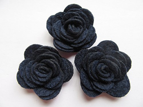 Image of YYCRAFT Pack of 20PCS Felt Rose 1.5 inch 4D Flower Applique /Bow-Navy