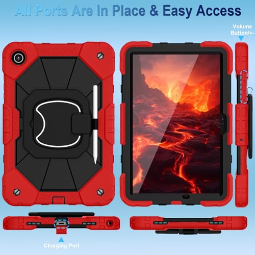 Image of WESOROL Case for Samsung Galaxy Tab A11 Plus Galaxy Tab A9 Plus 11 Inch,Shockproof Cover for Samsung Tablet A11+ /A9+ Case with Screen Protector 360 Rotating Stand Pencil Holder,Red Black
