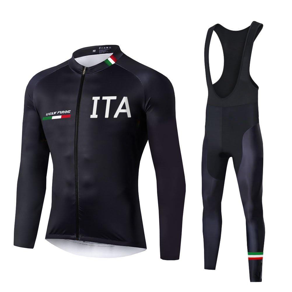 UGLY FROG Abbigliamento Magliette Set Inverno Termico Vello Antivento Maglia Lunga e Pantaloni Completo Ciclismo Uomo Invernale KXITCXHB14