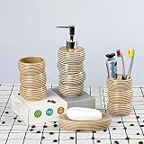 Lavado de baño de cerámica Set de 4 Piezas Forma de Calabaza Titular de Cepillo de Dientes Taza de Enjuague bucal Conjunto de baño de Gama Alta Electrodomésticos,Marrón