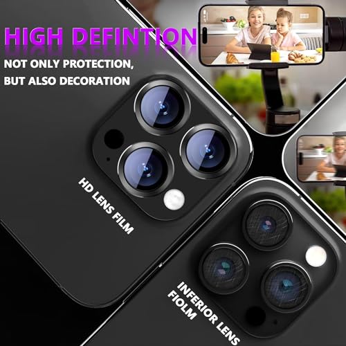 Image of inchiPhone 15 Pro / 15 Pro Max Camera Lens Protector Ring - Premium 9H Tempered Glass Lens Guard, Anti-Scratch, Anti-Drop, HD Clear Camera Lens Cover for Ultimate Protection and Durability inch Black