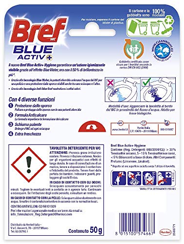 Bref WC Blue Activ + Detergente WC, Pulizia e Freschezza per il tuo WC, Formato Scorta da 10 confezioni