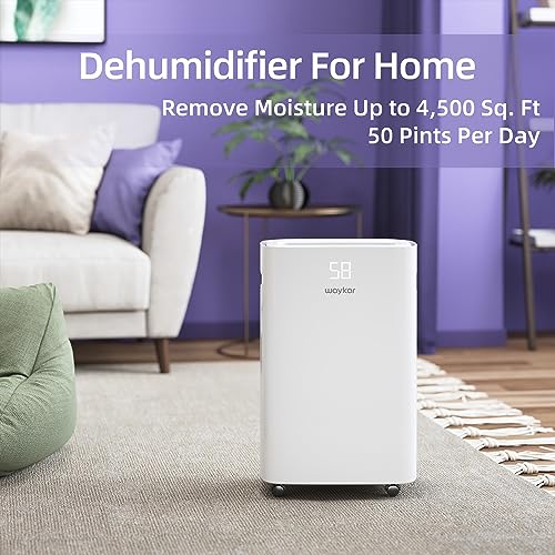 Waykar-50-Pints-Dehumidifier-for-Home-4500-Sq-Ft-Dehumidifiers-for-Basement-with-Drain-Hose-Auto-Defrost-and-Dry-Clothes-Function-Intelligent-Humidity-Control Waykar 50 Pints Dehumidifier for Home 4500 Sq Ft Dehumidifiers for Basement with Drain Hose Auto Defrost and Dry Clothes Function Intelligent Humidity Control