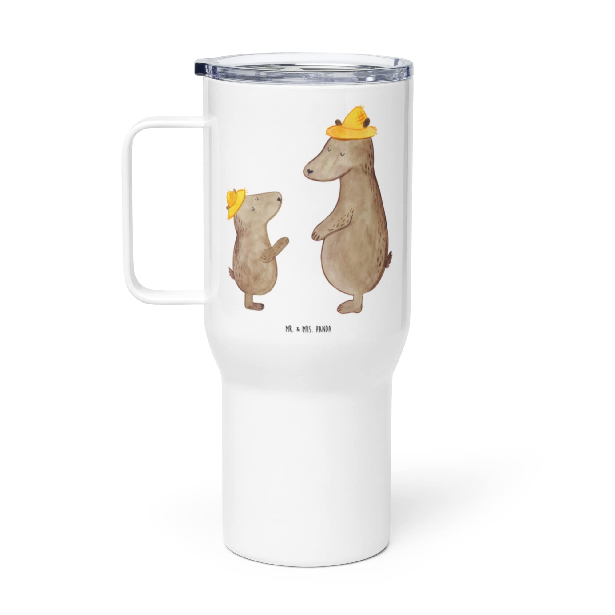 Mr. & Mrs. Panda Thermobecher Bären mit Hut - Geschenk, Bär, Muttertag, Reisebecher, Kaffee-to-go-Becher, Kinder, thermosbecher, Vatertag, Familie, Teetasse, Teebecher