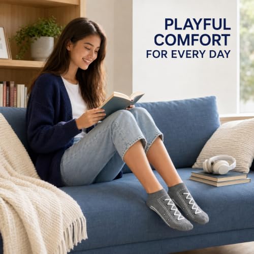Image of KONY Women's Cotton Ankle Socks, Fun Novelty Patterns, 5 Pairs