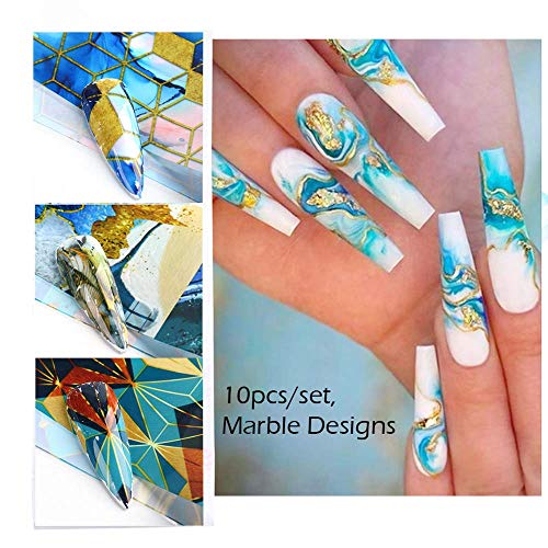 Marble Nail Art Foils Transfer Stickers Nail Art Supplies Foil Transfers Decals Marble Nail Foil Adhesive Sticker Starry Sky Paper For Women Girls Nail Art Decoration Diy Manicure Design #TOP2