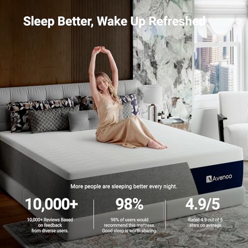 Image of Avenco Full Size Mattress 10 Inch, Luxury Green Tea Gel Memory Foam Mattress Full for Breathable Cool Rest, Tri-Layer Support Medium Firm Mattresses in a Box for Contouring Comfort & Pressure Relief