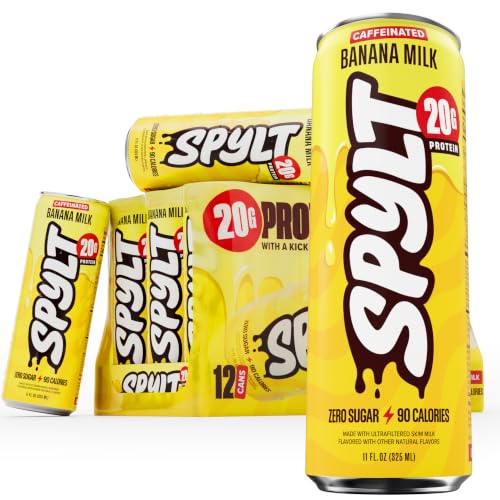 Image of Spylt Banana Milk Protein Shakes, 20g Protein, 60mg Caffeine, 12 Pack