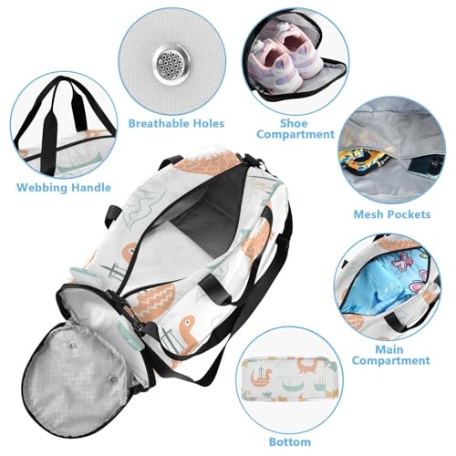 Viking Dragon Ship Kids Overnight Duffle Bag,Gymnastics Sports Dance Bag with Shoe Compartment & Wet Pocket, Travel Weekender Tote for Boys & Girls4