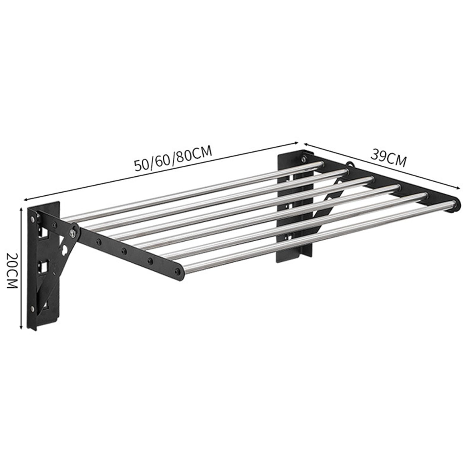 Stendibiancheria da parete in acciaio inox, 58,4 cm, salvaspazio, pieghevole, con porta asciugamani e fessure ideale per piccoli