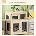 PawHut Hundekäfig Möbel mit 2 Türen waschbaren Kissen Moderne Stahl Hundebox für Zuhause Indoor Hundehütte für große Hunde bis zu 30 kg Hundehaus 94x60x71,5 cm Eiche