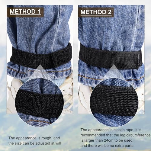 Image of JaGely 2 Pairs Black Boot Blousers Elastic Boot Straps Bands Blousing Straps Ankle Hook and Loop for Hunting Hiking Cycling