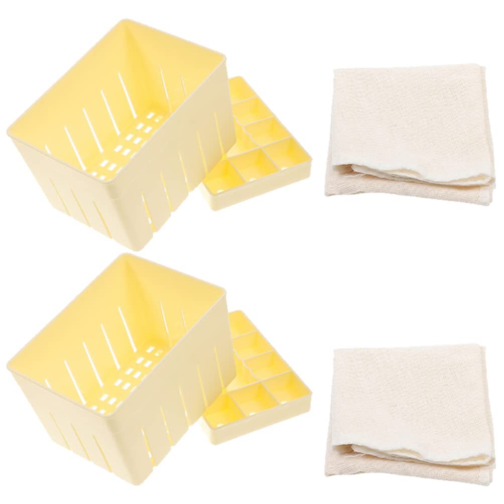 STOBAZA 2 Sets Tofu Maker Pressing Mold Kit Tofu Press Mould DIY Homemade Tofu Tool with Cheese Cloth, Household Tofu Mold Making Box