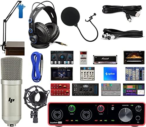 Focusrite Scarlett 4i4 4×4 USB Audio / Midi Interface with Updated 2021 Version Bundled Innovative Music Software And Adjustable Suspension Boom Arm + HD7 Studio Monitoring Headphones