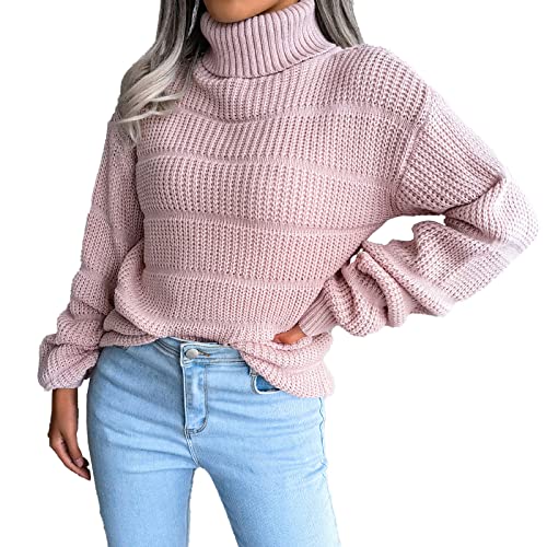 Jersey de mujer para invierno con cuello redondo y manga larga en punto acanalado liso elegante