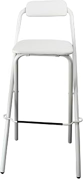 Folding Bar Stool with Soft Cushion, Portable Adult Folding Chair, Capacity 125kg/275lbWhite,60cm/24inch