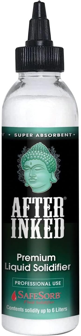 - Liquid Solidifier SafeSorb Powder for Tattoo Ink & Paint Waste | Granular Polymer, Fast & Super Absorbent, Tattoo Cleanup, Easy-to-Use, Solidifies Up to 6L, Prompt Liquid Hardener