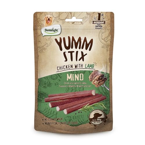 Dentalight - Yumm Stick Dog Treats, Chicken with Lamb, Real Meat Treats, DHA & Vitamin E Support Brain Function (50g, Lamb)