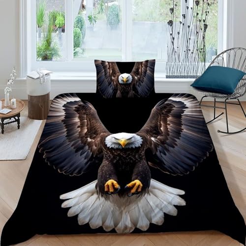 Housse de couette single microfibre aigle taies d'oreiller lit - 3