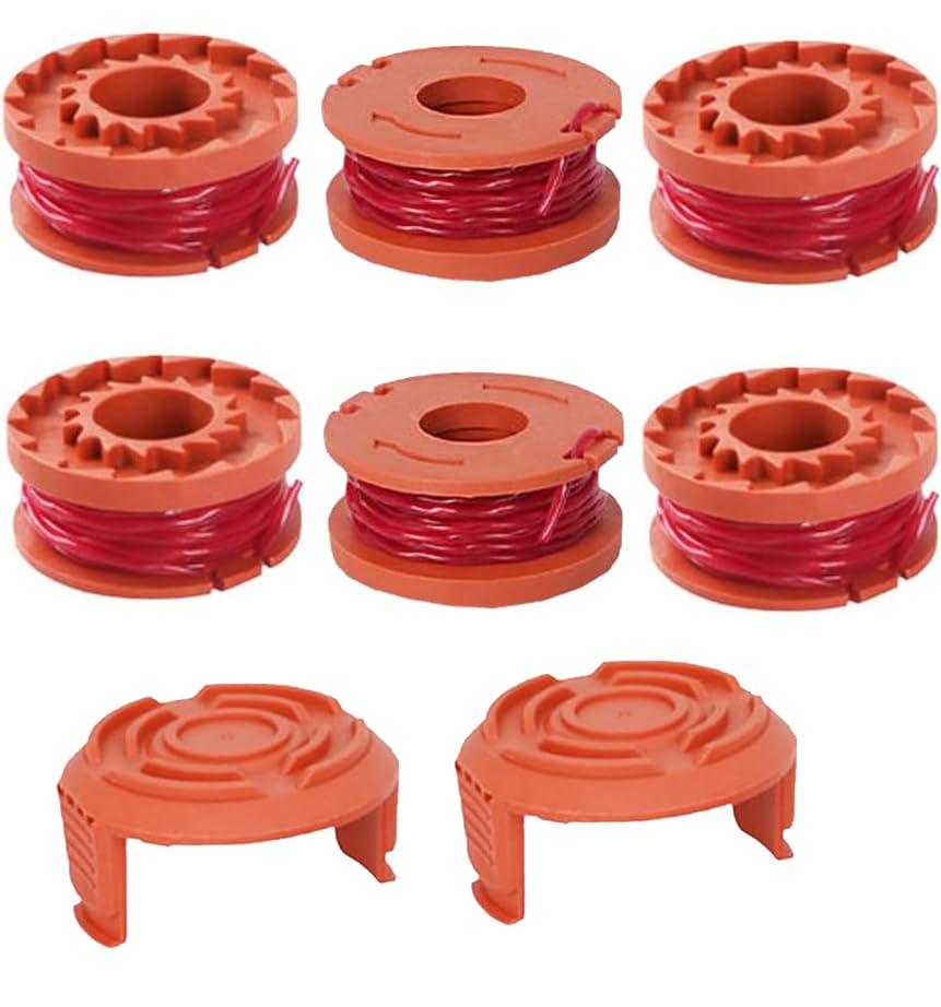 Strimmer Spool,WA0004 Spool Line Compatible with 20V Worx Grass Trimmers Replace,WG151,WG163E.1,WG163E.2,WG163E.3,WG163E.6,WG163E.9 (WX-6+2)