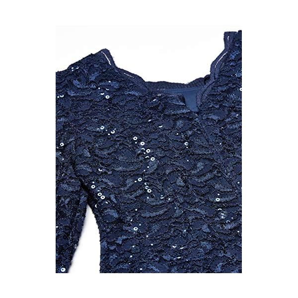 Alex Evenings Women's Tea Length Sequin Mock Dress (Petite and Regular), Navy, 12
