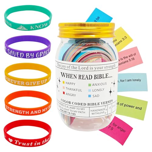 Image of Tasttin Bible Study Jars with 5 Religious Bracelets for Teens, Student-Christian Learning Activity Kit for Sunday School,Student Prizes, Birthday, Graduation Gifts (Regular Edition)