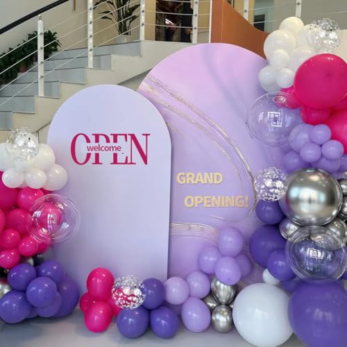 Image of MEBAY Hot Pink Purple Silver Baloon Garland Arch Kit, 146Pcs Latex Balloons Different Sizes 18 12 10 5 inch for Women Girls Birthday Baby Shower Wedding Party Decorations