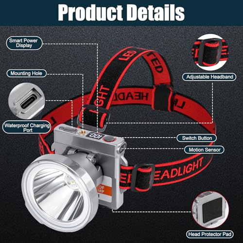 Linterna frontal LED impermeable IP65 ultrafina para senderismo 6