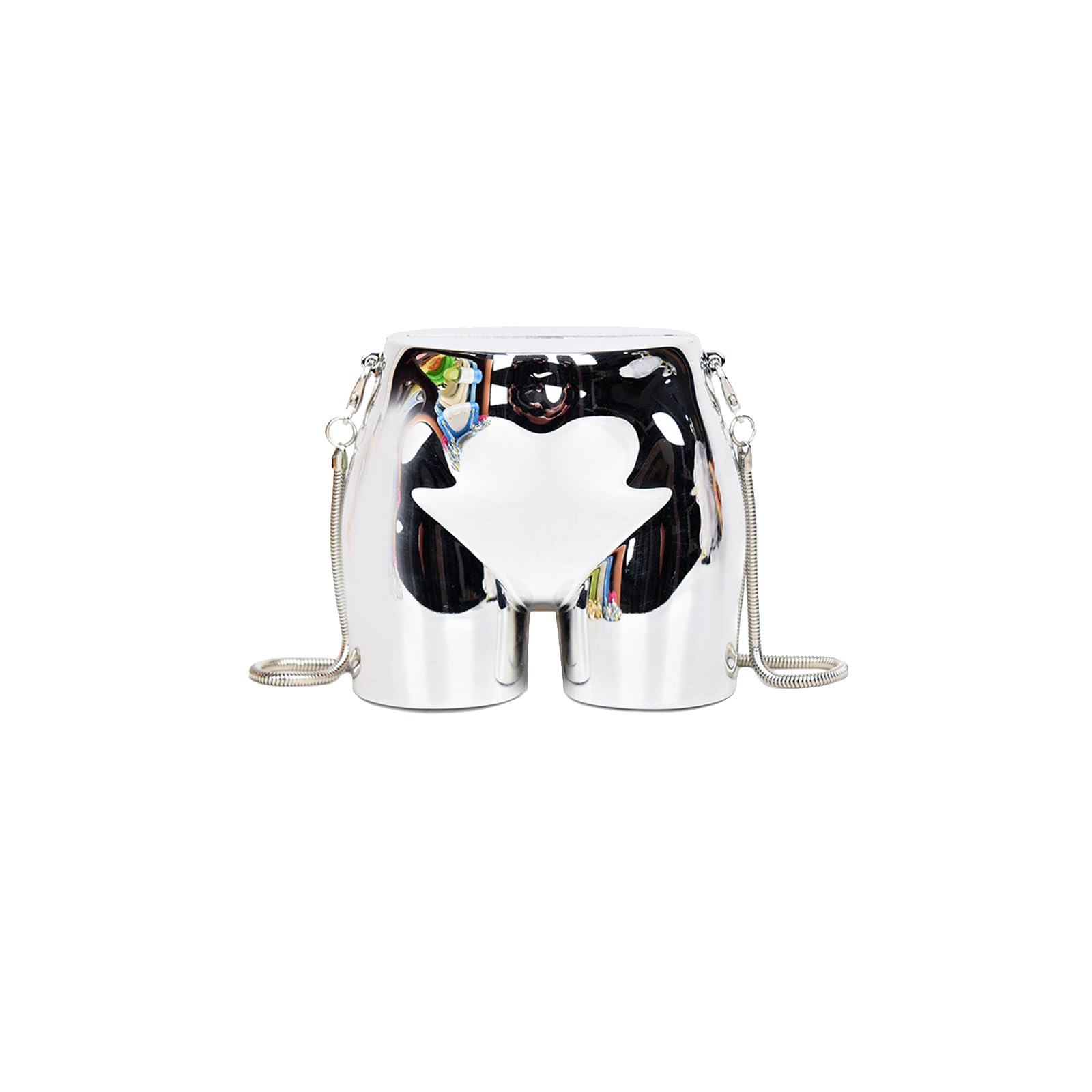 Mini Abendtasche für Frauen Neuheit Hip Shaped Clutch Tasche Acryl Schultertasche Hochzeit Brautbörse Handtasche Kette Umhängetasche Damen Klein Tasche Silber