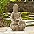 Calm Buddha 22" High Large Zen Asian Indoor Outdoor Decor Sand Stone Floor Fountain with Light LED Standing Waterfall Water Feature for Outside Garden Patio Yard Backyard Porch Deck - John Timberland